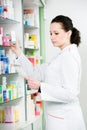 Pharmacy chemist woman in drugstore Royalty Free Stock Photo