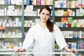 Pharmacy chemist woman in drugstore