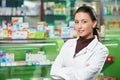 Pharmacy chemist woman in drugstore