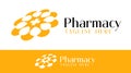 Pharmacy, Clinic, drugstore, hospital, infirmary logo. Sun, Bactery, Plus, Cross Symbol