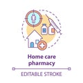 Pharmacy concept icon. Home care medication treatment idea thin line illustration. Drug store medicine prescription