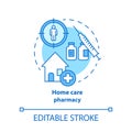 Pharmacy concept icon. Home care medication treatment idea thin line illustration. Drug store medicine prescription