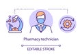 Pharmacy concept icon. Medication technician idea thin line illustration. Profession in pharmaceuticals, pharmacology