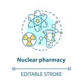 Pharmacy concept icon. Nuclear medication idea thin line illustration. Radioactive element research. Chemotherapy and Royalty Free Stock Photo