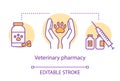 Pharmacy concept icon. Veterinary medication prescription idea thin line illustration. Animal medicine therapy research Royalty Free Stock Photo