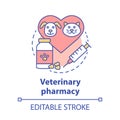 Pharmacy concept icon. Veterinary medication prescription idea thin line illustration. Animal medicine therapy research Royalty Free Stock Photo