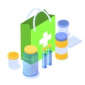 Pharmacy concept. Medicine icon flat isometric Royalty Free Stock Photo