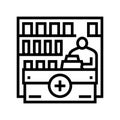 pharmacy counter pharmacist line icon vector illustration