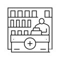 pharmacy counter pharmacist line icon vector illustration