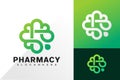 Pharmacy cross clover logo vector design. Abstract emblem, designs concept, logos, logotype element for template Royalty Free Stock Photo