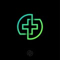 Pharmacy cross icon. Pharmacy logo. Green medicine cross consist of crossed lines in a circle. Royalty Free Stock Photo