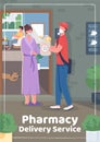 Pharmacy delivery service poster flat vector template Royalty Free Stock Photo