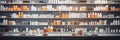 pharmacy drugstore shelves interior blurred abstract background with copy space Royalty Free Stock Photo