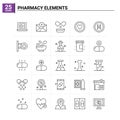25 Pharmacy Elements icon set. vector background Royalty Free Stock Photo