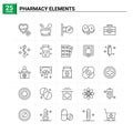 25 Pharmacy Elements icon set. vector background Royalty Free Stock Photo