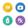 Pharmacy flat design icons set