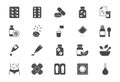 Pharmacy flat icons. Vector illustration include icon - rx, effervescent pill, blister, sachet, bandage, capsule bottle