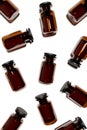 Pharmacy glass bottles with black rubber plug on white background Royalty Free Stock Photo