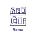 Pharmacy icon with an aspec of the pharma business - outline icon