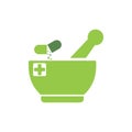 Pharmacy icon , Herbal pharmacy symbol , Pestle and Mortar vector illustration design template