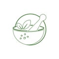 Pharmacy icon , Herbal pharmacy symbol , Pestle and Mortar vector illustration design template