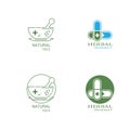 Pharmacy icon , Herbal pharmacy symbol ,  Pestle and Mortar vector illustration design template Royalty Free Stock Photo