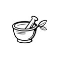 Pharmacy icon , Herbal pharmacy symbol ,  Pestle and Mortar vector illustration design template Royalty Free Stock Photo