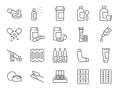 Pharmacy icon set. It included medicine, drug, pills, tablet, cure, and more icons. Editable Vector Stroke.