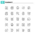 25 Pharmacy icon set. vector background Royalty Free Stock Photo
