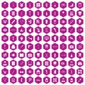 100 pharmacy icons hexagon violet