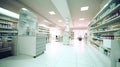 Pharmacy Interior, medicine cabinet and store medicine and pharmacy drugstore for Blurry background. Generative Ai