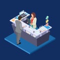 Pharmacy isometric vector concept with first aid kit, pills, bottles