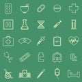 Pharmacy line color icons on green background