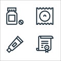 Pharmacy line icons. linear set. quality vector line set such as certificate, ointment, condom
