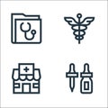 Pharmacy line icons. linear set. quality vector line set such as ear dropper, pharmacy, caduceus