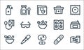 pharmacy line icons. linear set. quality vector line set such as gauze, sleeping pills, mortar, bandage, pipette, blood pressure Royalty Free Stock Photo