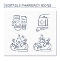 Pharmacy line icons set