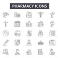 Pharmacy line icons, signs, vector set, linear concept, outline illustration