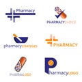 Pharmacy logo. Set vector