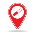 pharmacy map pin icon. Element of warning navigation pin icon for mobile concept and web apps. Detailed pharmacy map pin icon can Royalty Free Stock Photo