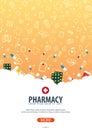 Pharmacy. Medical poster. Health care. Vector medicine illustration. Royalty Free Stock Photo