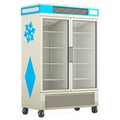 Pharmacy Medical Vaccine Refrigerator, empty, front view. 3D rendering