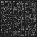 Pharmacy and medicine doodle vector pictures Royalty Free Stock Photo