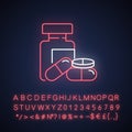 Pharmacy neon light icon