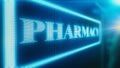 Pharmacy neon sign in night opened drug store local medicine sell shop screen