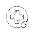 Black line icon for Pharmacy online, medical and pharmacist