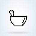 Pharmacy, pestle and mortar line icon or logo. Mortar Pestle concept. pharmacy vector linear illustration Royalty Free Stock Photo