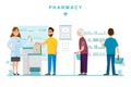 pharmacy with pharmacist and client in counter Royalty Free Stock Photo