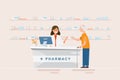 pharmacy with pharmacist and client in counter Royalty Free Stock Photo