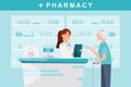 pharmacy with pharmacist and client in counter Royalty Free Stock Photo